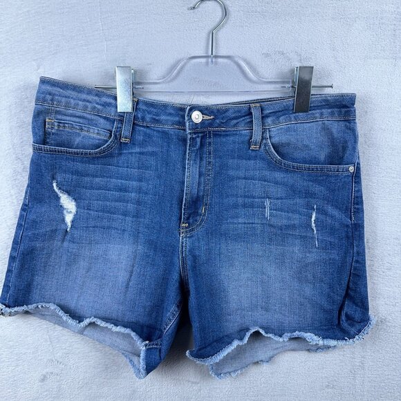 Justblack Cutt Off Denim Jeans Shorts Mid Rise Cotton Womens Blue Size 31 - Picture 1 of 10